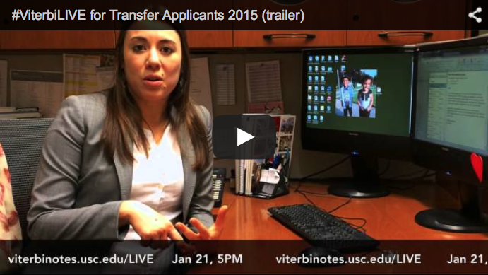 #ViterbiLIVE – Transfer Admission Live Chat: Wednesday, Jan 21, 5pm (PST)